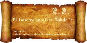 Miloszavlyevits Makár névjegykártya